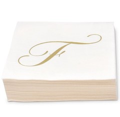 100 Monogram Letter F Cocktail Napkins Gold Foil Initial Disposable Paper Ele…