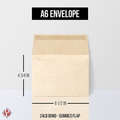 A6 Parchment Envelopes – NATURAL – 4 3/4 x 6 1/2″ – 24lb Bond/60lb Text – 25 Qty