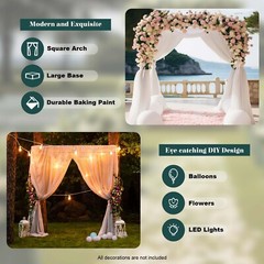 Gold Square Metal Wedding Arch Backdrop Stand Adjustable 3.6/6.5/9.8ft