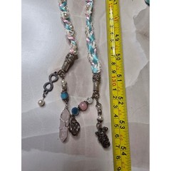 Pastel Handfasting Cord Braided Ribbon Lace Rose Quartz Pentacle Charms 53in D1