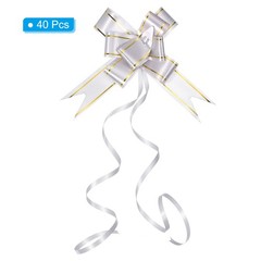 40Pcs 2.8″ Pull Bows Present Wrapping String Bows Gold Thread Style Silver Tone