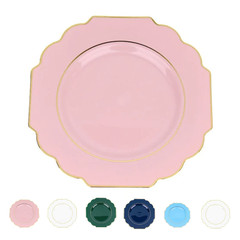 10 pcs 12″ Baroque Plastic Dinner Plates Gold Rim Party Events Supplies Home
