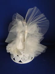 New Vintage Wilton Tender Love Wedding CakeTop, grey suit, 114-401