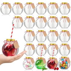 Pcs Fish Bowl Ornament Cups Plastic Patron Bottles with Lids and Straws 24