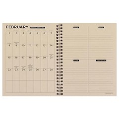 2026 Medium Weekly Monthly Planner with 12-Month Calendar Grid, Rolling Waves