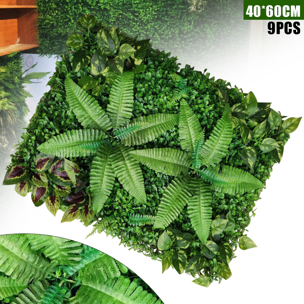 9*Artificial Plant Wall Panel Grass Hedge Vertical Garden Backdrop Decoration US