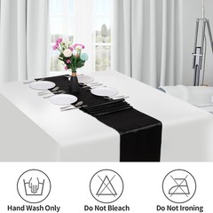 5 Pack Black Satin Table Runner 12 x 108 Inches Long, Bright Satin Silky Smoo…