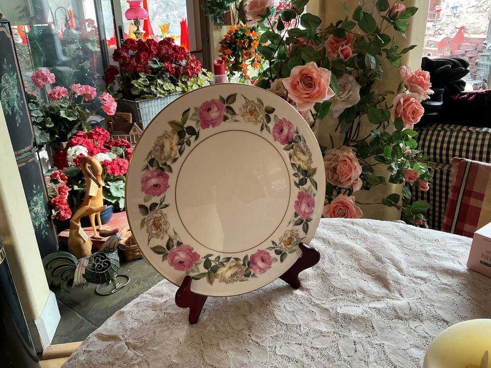 Royal Worcester~Royal Garden~Elgar Gateau Cake Plate 11″ In Dia. Made In England