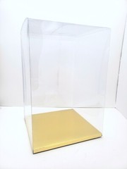 24 PCS 4x4x4-1/2″ Party Wedding Favor Tuck Top Clear PVC Box W/ Gold Card Bottom