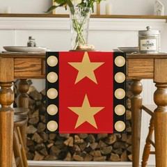 Red Movie Theme with Gold Star Design Movie Night Table Runner, Red Carpet