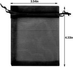 50pcs Black Organza Bags 3.54»x4.33» – Elegant Drawstring Gift Pouches