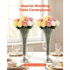 Uimoso Set of 4 Crystal Flower Vases, 20in Tall Silver Table Centerpieces