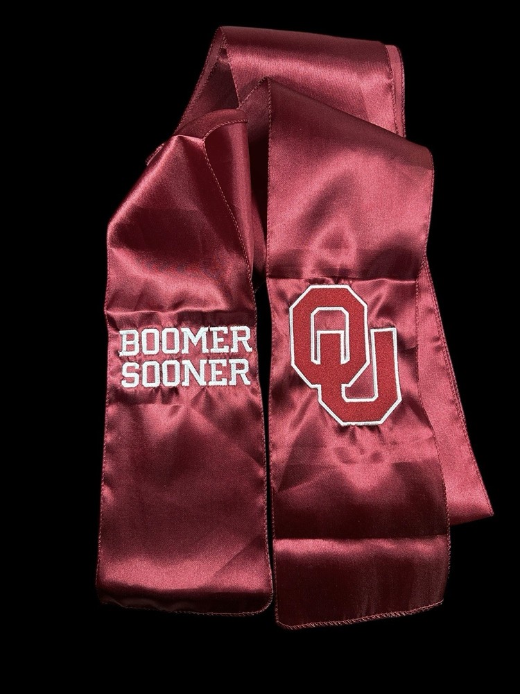 University of Oklahoma (OU) Satin Chair Sash / Wreath Sash (2 Logos) 49k Stitch