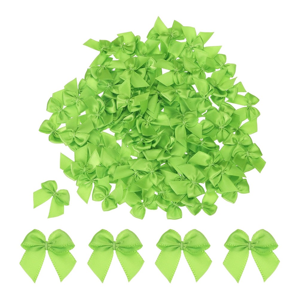 100Pcs Mini Ribbon Bow 1″ Mini Fabric Satin Ribbon Flower Bows, Fruit Green