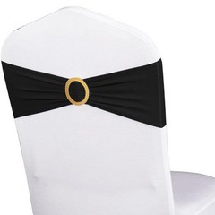 WENSINL Pack of 50 Spandex Black Chair 6×14, Sashes + Gold Buckles