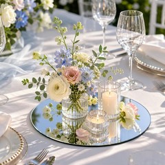 10 Pack Round Mirrors for Centerpieces, 8 inch Circle 8inch/20cm, Silver