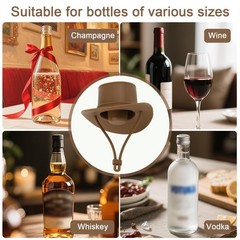 Cowboy Hat Wine Stoppers, Funny Western Silicone Stoppers M, Brown