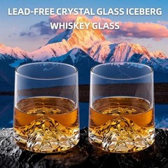 Stemless Wine Glasses Set of 2,8.5 oz Mountain Crystal 2 Count (Pack of 1)