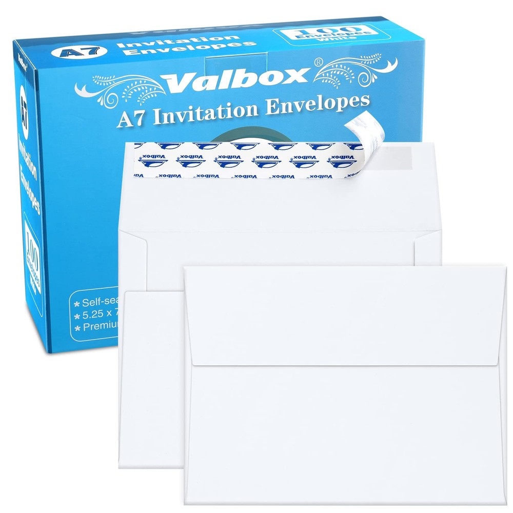 ValBox 5×7 Envelopes for Invitation 100 Qty A7 (5.25 x 7.25 Inches), White