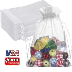 50/100/200×Organza Gift Bags Wedding Favor Party Sheer Candy Bag Jewelry Pouches