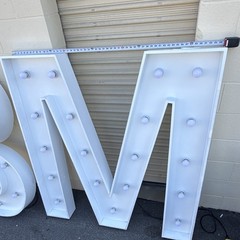 White Lighted Marquee Letter Set w/ # Sign – M B A F Letters