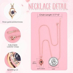 Preserved Eternal Rose With «I Love You» in 100 Languages Necklace