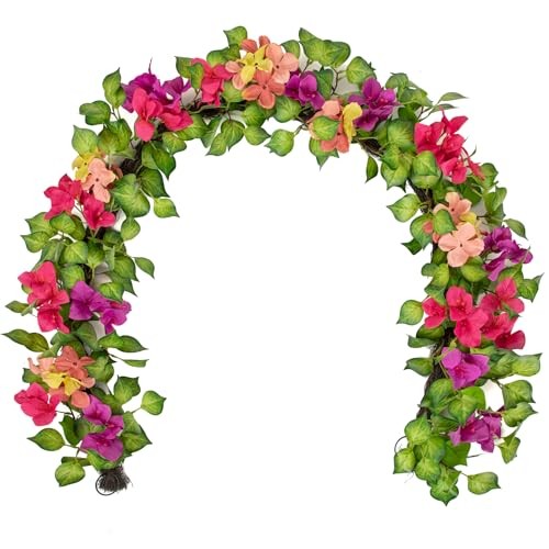 5.5FT Bougainvillea Flower Garland – Artificial Silk Floral Vine Multi-color