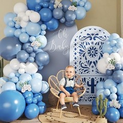 Dusty Balloon Arch Kit,145pcs Denim Light and White Balloons Garland Kits Blue
