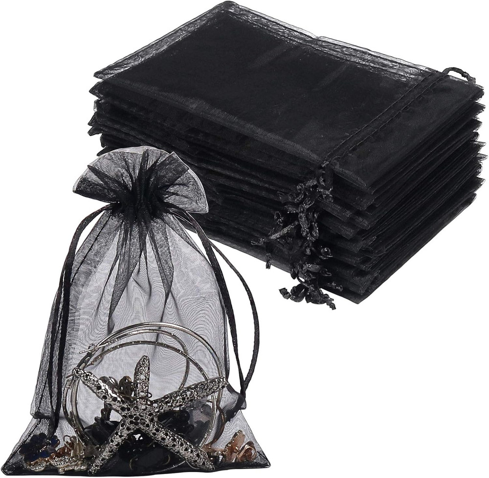 Organza Bags 4X6,100Pcs Black Organza Mesh Fruit Protection Bags Jewelry Pouches