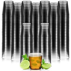 300pcs 1oz Plastic Shot Glasses – Reusable Mini Cups for Wedding, Party, Black