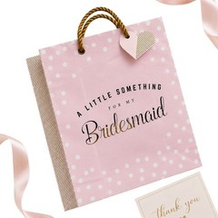 Bridesmaid Gift Bags Set of 6 Pink Polka Dot Bridal Shower Wedding Favor