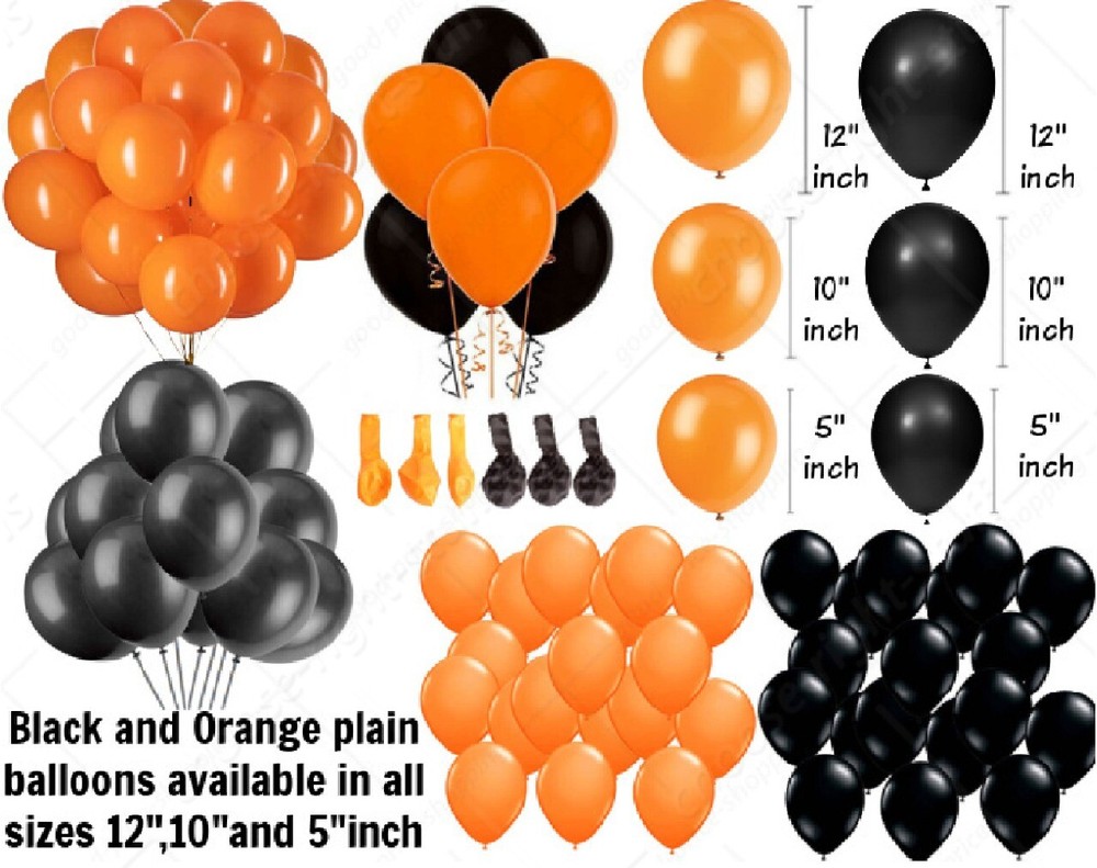 5″/10″/12″BLACK & ORANGE PLAIN LATEX BALLOONS FOR HALLOWEEN PARTY DECORATION BAL