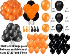 5″/10″/12″BLACK & ORANGE PLAIN LATEX BALLOONS FOR HALLOWEEN PARTY DECORATION BAL