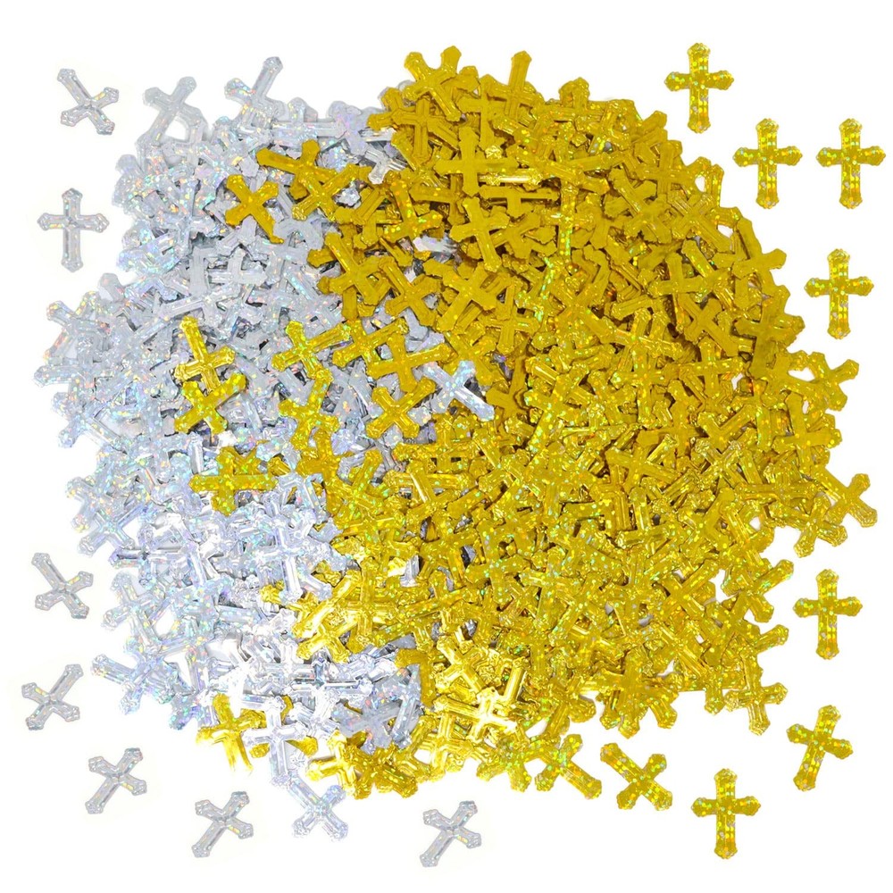 Honbay 2.1 Ounce Glitter Cross Table Confetti Sequin Gold and Silver