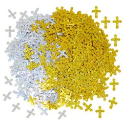 Honbay 2.1 Ounce Glitter Cross Table Confetti Sequin Gold and Silver