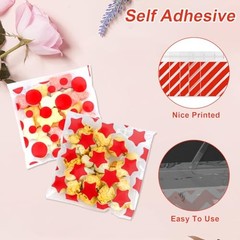 Christmas Cellophane Treat Bags, 100 Pcs Xmas Cookie Goodie Bags with Seal, Red