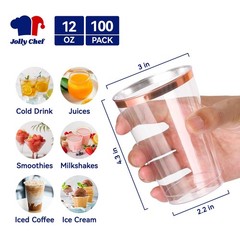 JOLLY CHEF 100 Pack Rose Gold Plastic Disposable Cups, 12 oz 12 oz,