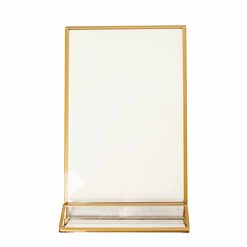 Gold Clear 6 Acrylic 5″x9″ Freestanding Double Sided Table Sign Holders Party