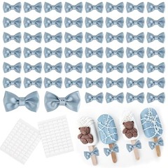 Mini Dusty Blue Bows 100 PCS Self-Adhesive 100 count (Pack of 1) Blue Dusty