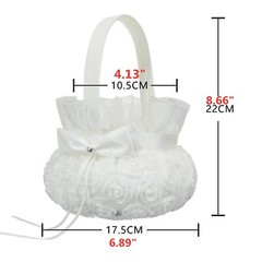 2PCS Wedding Flower Girl BasketsCute Handle Rose Flowers Girl Basket White Fl…