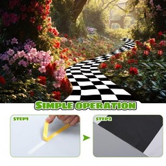 47 x 118 Inches Wonderland Party Decoration Black and White Aisle Runner Rug .
