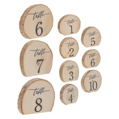 10Pcs Natural Wood Rustic Table Numbers Semi Circle Signs for Wedding Reception