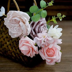 Pink Coral Foam Roses Peonies Assorted Silk Florals Artificial Flowers Box Party