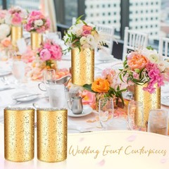 12 Pcs Gold Cylinder Vases for Centerpieces, 6 As Pictures Shown 6 x 3.5 Inch