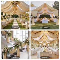 Party Village 4 Panels 5ftx30ft Champagne 60″W x 360″L (Pack of 4),