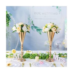 Gold Vase Centerpiece Table Decorations – 10 Pcs Metal Tabletop Flower Stand,…
