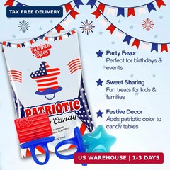 30 Pack Patriotic Ring Candy – Individually Wrapped 4th of July Flag & Star Suck