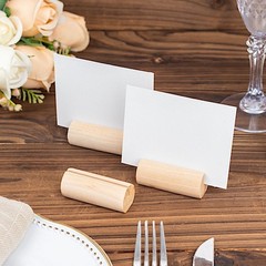 Natural 10 Cylindrical 2″ Wood Place Card Holders Table Number Stands Events