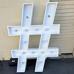 White Lighted Marquee Letter Set w/ # Sign – M B A F Letters
