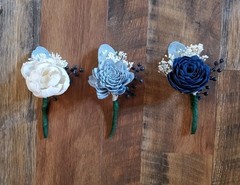 Navy Dusty Blue White Bridal Bouquet Sola Wood Eucalyptus Cascade Bridesmaid